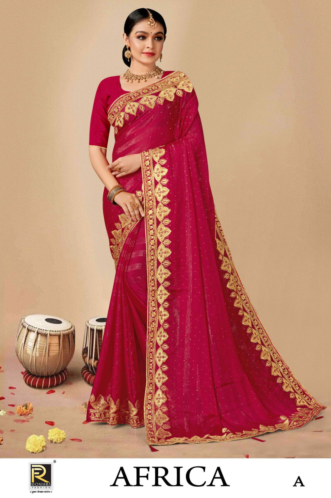 Ronisha Africa Embroidery Party Wear Saree Catalog
